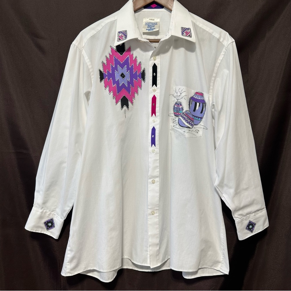 SCOTTSDALE IMAGES Western Southwestern Art Appliqué Blouse Shirt